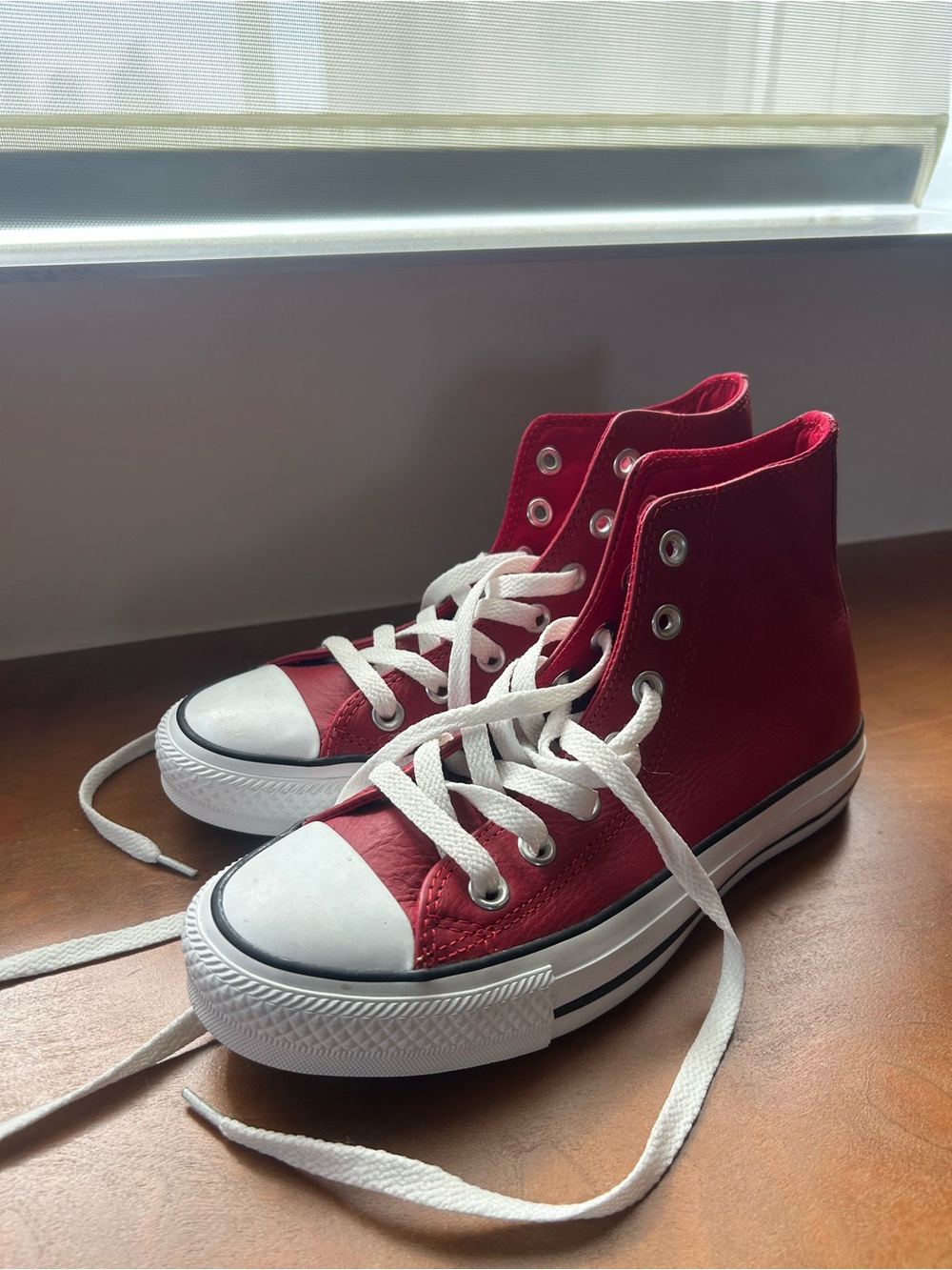 NWOT Vintage Deadstock Red Leather Converse Chuck Taylor All Star